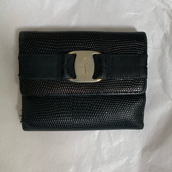 Salvatore Ferragamo Handbags - Salvatore Ferragamo Black Textured Leather Wallet